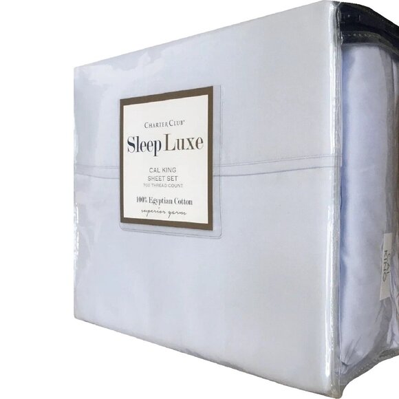 Charter Club Sleep Luxe 700 TC Egyptian Cotton Cal King Sheet Set fits 18" deep - Picture 1 of 13